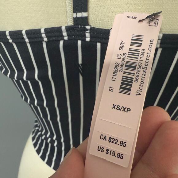 Victorias Secret On Point Striped Tank Top, Black/White, XS - Picture 5 of 5